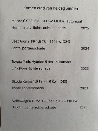 Voiture accidenté Mazda CX-30 2.5  - 103 Kw MHEV. Automaat Homura 2025/9