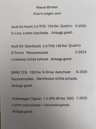 skadebil auto Audi A5 Avant 2.0 TFSi Quattro 2025/6