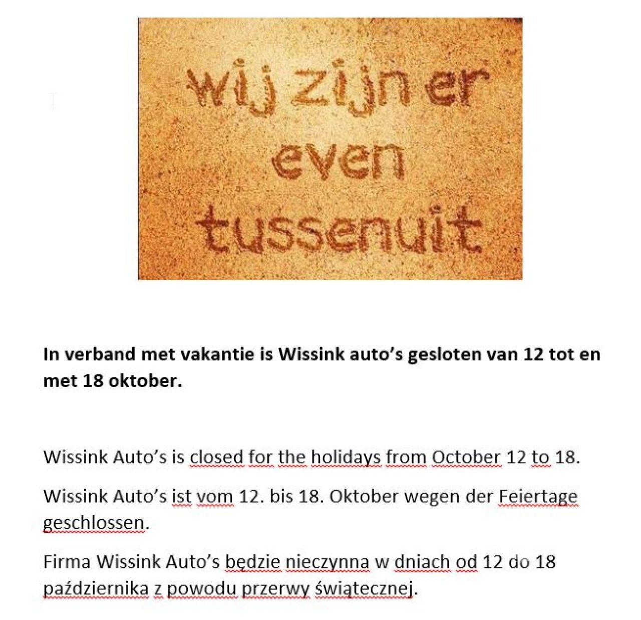 Fiat  WEGENS VAKANTIE GESLOTEN 12 tm 18 OKTOBER